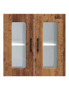 Pensile da Cucina con Porta in Vetro Kalmar Legno Vecchio