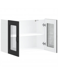 Pensile da Cucina con Porta in Vetro Kalmar Nero Truciolato