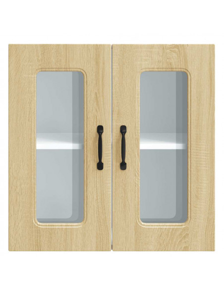 Pensile da Cucina con Porta in Vetro Kalmar Rovere Sonoma