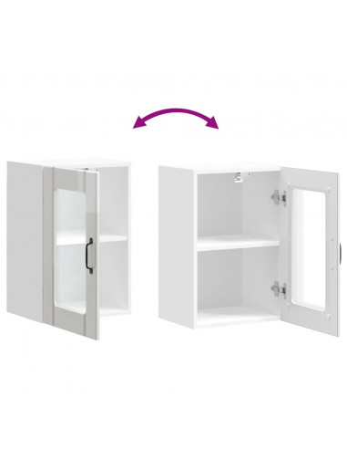 Pensile da Cucina con Porta in Vetro Lucca Bianco Lucido