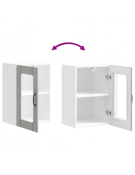 Pensile da Cucina con Porta in Vetro Lucca Grigio Cemento