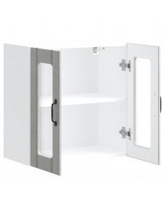 Pensile da Cucina con Porta in Vetro Lucca Grigio Cemento