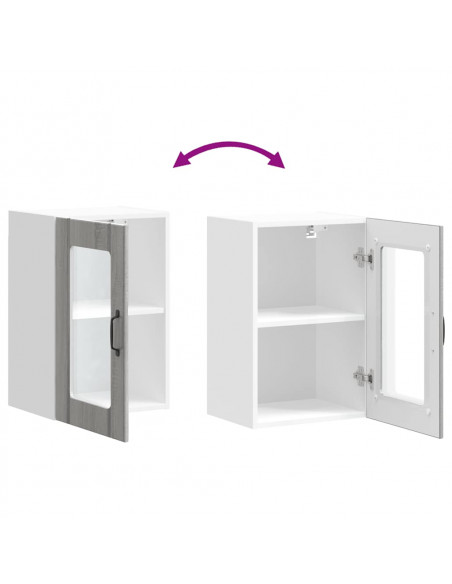 Pensile da Cucina con Porta in Vetro Lucca Grigio Sonoma