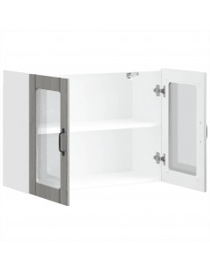 Pensile da Cucina con Porta in Vetro Lucca Grigio Sonoma