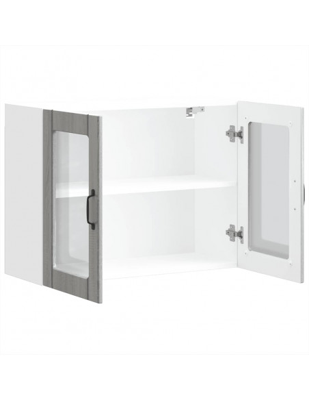 Pensile da Cucina con Porta in Vetro Lucca Grigio Sonoma