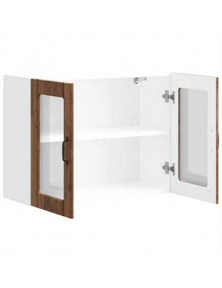 Pensile da Cucina con Porta in Vetro Lucca Legno Vecchio