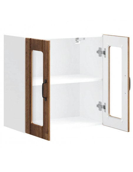 Pensile da Cucina con Porta in Vetro Lucca Legno Vecchio