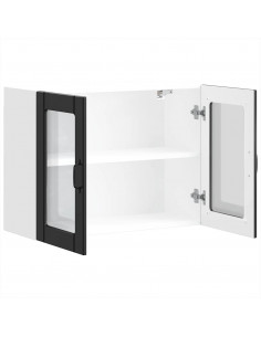 Pensile da Cucina con Porta in Vetro Lucca Nero Truciolato