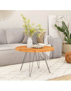 Piano per Tavolo Ø90x3,8 cm Rotondo in Legno Massello di Acacia 2