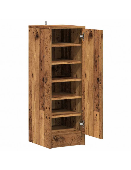 Scarpiera Legno Vecchio 32x35x92 cm in Legno Multistrato