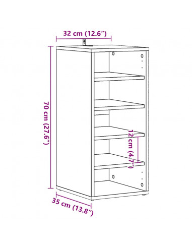 Scarpiere 2 pz Rovere Artigianale 32x35x70 cm in Truciolato