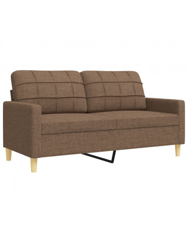Set di Divani 2 pz con Cuscini Marrone in Tessuto