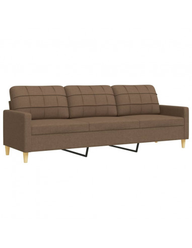 Set di Divani 2 pz con Cuscini Marrone in Tessuto