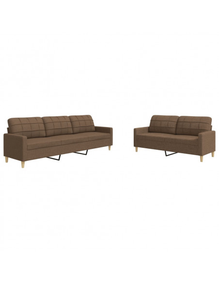 Set di Divani 2 pz Marrone in Tessuto