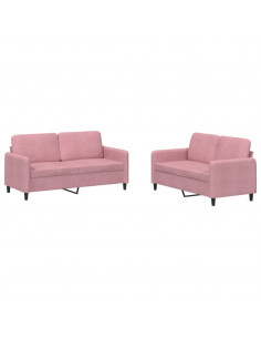 Set di Divani 2 pz Rosa in Velluto