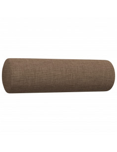 Set di Divani 3 pz con Cuscini Marrone in Tessuto