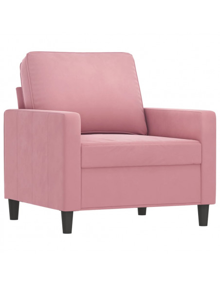 Set di Divani 3 pz con Cuscini Rosa in Velluto