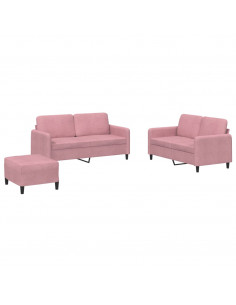 Set di Divani 3 pz Rosa in Velluto