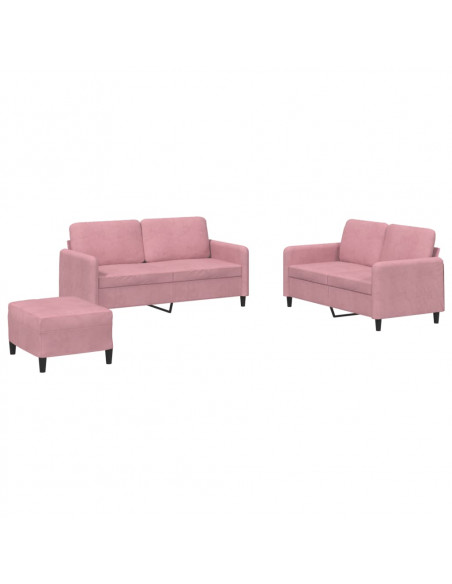 Set di Divani 3 pz Rosa in Velluto