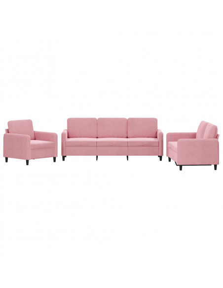 Set di Divani 3 pz Rosa in Velluto