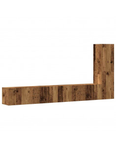 Set Mobile TV 3 pz Montato a Parete Legno Antico in Truciolato