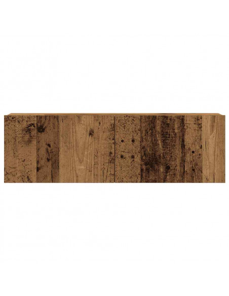Set Mobile TV 3 pz Montato a Parete Legno Antico in Truciolato