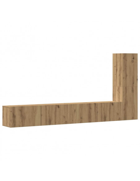 Set Mobile TV 3 pz Montato a Parete Rovere in Truciolato