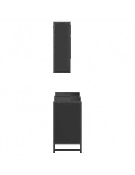 Set Mobili da Bagno 2 pz Nero in Legno Multistrato