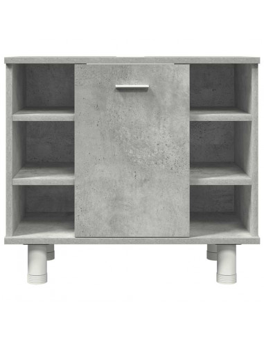 Set Mobili da Bagno 3 pz Grigio Cemento in Legno Multistrato