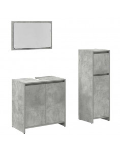 Set Mobili da Bagno 3 pz Grigio Cemento in Legno Multistrato