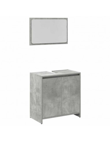 Set Mobili da Bagno 3 pz Grigio Cemento in Legno Multistrato