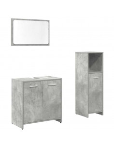 Set Mobili da Bagno 3 pz Grigio Cemento in Legno Multistrato
