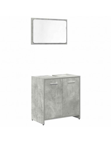 Set Mobili da Bagno 3 pz Grigio Cemento in Legno Multistrato