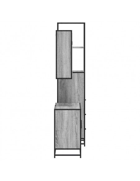 Set Mobili da Bagno 3 pz Grigio Sonoma in Legno Multistrato