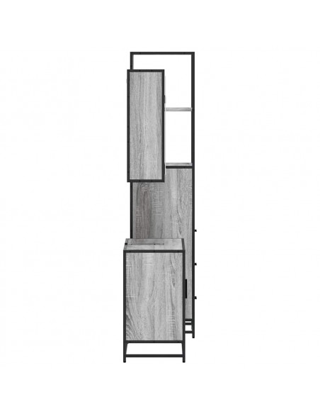 Set Mobili da Bagno 3 pz Grigio Sonoma in Legno Multistrato
