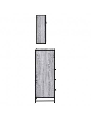 Set Mobili da Bagno 3 pz Grigio Sonoma in Legno Multistrato