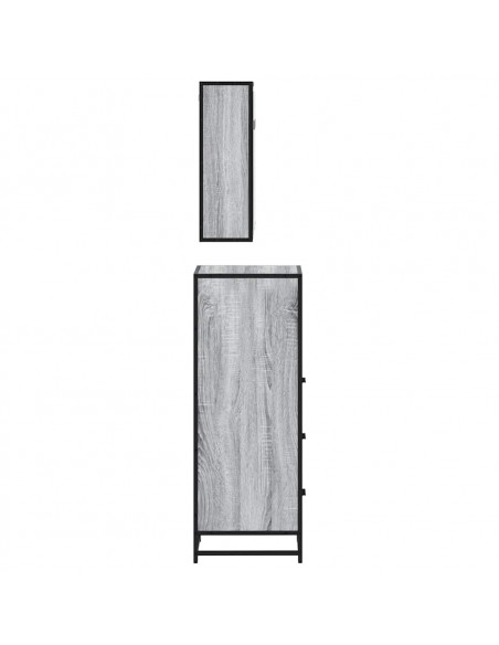 Set Mobili da Bagno 3 pz Grigio Sonoma in Legno Multistrato
