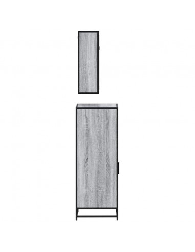 Set Mobili da Bagno 3 pz Grigio Sonoma in Legno Multistrato