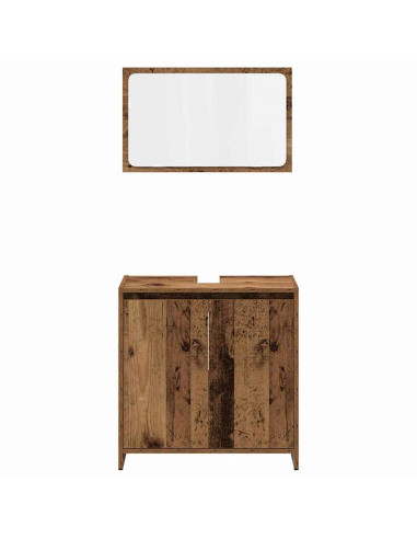 Set Mobili da Bagno 3 pz Legno Antico in Legno Multistrato