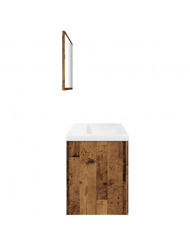 Set Mobili da Bagno 3 pz Legno Antico in Legno Multistrato