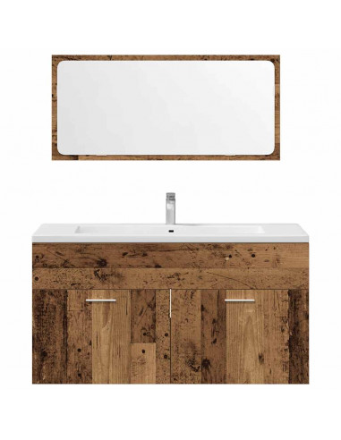 Set Mobili da Bagno 3 pz Legno Antico in Legno Multistrato