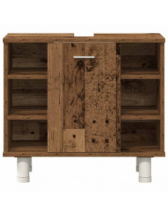 Set Mobili da Bagno 3 pz Legno Antico in Legno Multistrato