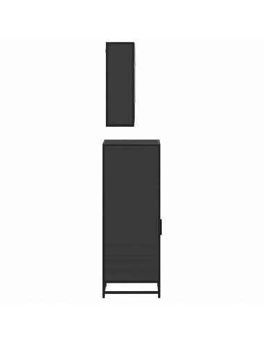 Set Mobili da Bagno 3 pz Nero in Legno Multistrato