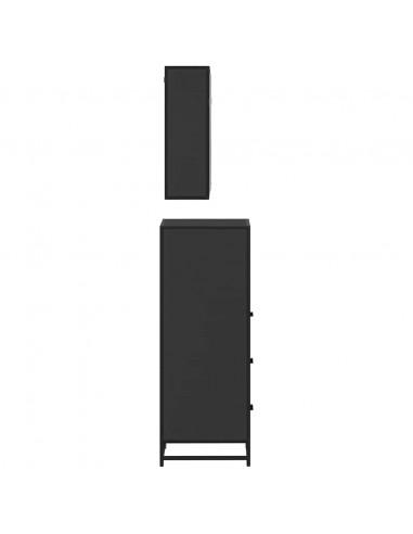 Set Mobili da Bagno 3 pz Nero in Legno Multistrato