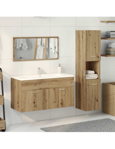 Set Mobili da Bagno 3 pz Rovere Artigianale Legno Multistrato