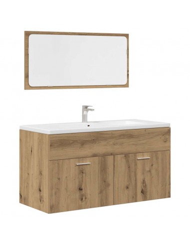 Set Mobili da Bagno 3 pz Rovere Artigianale Legno Multistrato