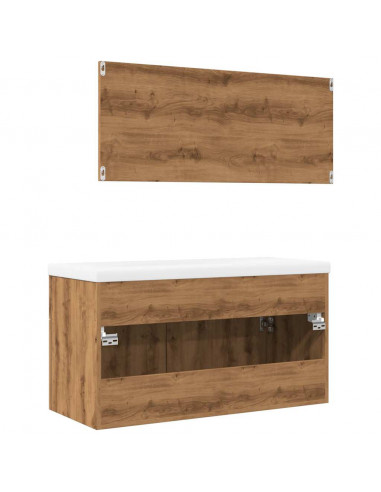 Set Mobili da Bagno 3 pz Rovere Artigianale Legno Multistrato