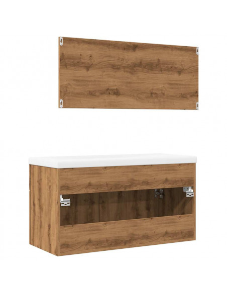 Set Mobili da Bagno 3 pz Rovere Artigianale Legno Multistrato