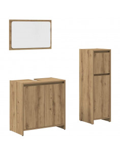 Set Mobili da Bagno 3 pz Rovere Artigianale Legno Multistrato