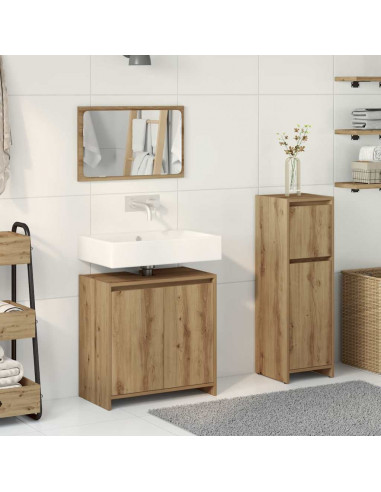 Set Mobili da Bagno 3 pz Rovere Artigianale Legno Multistrato
